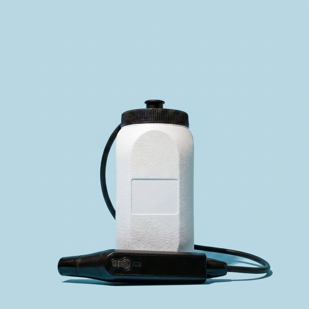 Nirovale Rinse tank and wand on a light blue background
